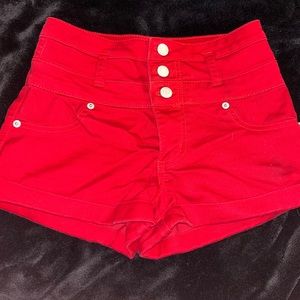 High waisted bright red short shorts from target